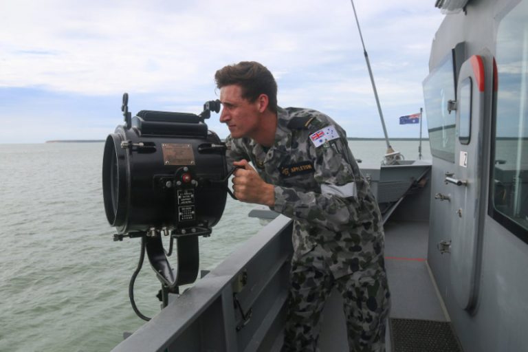 Signalman aboard HMAS Maitland